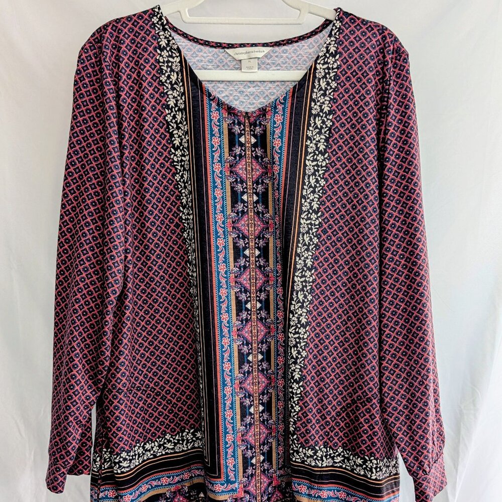 Christopher & Banks Red/Navy Top w/Side Pockets Size XL $18.00